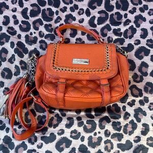 BCBG Orange Crossbody Bag with Silver Studs